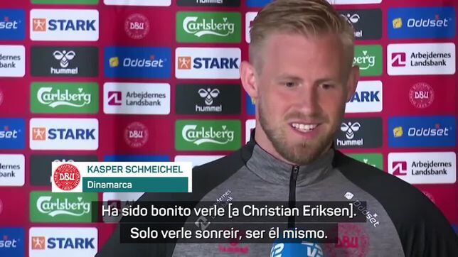 La sonrisa delatadora de Schmeichel hablando del estado de salud de Eriksen