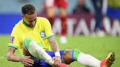 Neymar en partido de Brasil ante Serbia en el Mundial de Qatar.