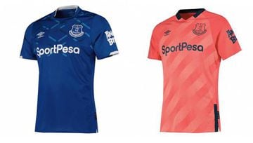 Las dos camisetas de fútbol del Everton para la temporada 2019-20.