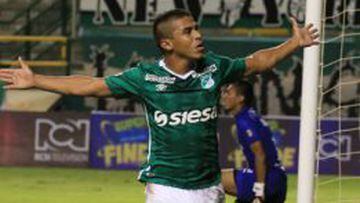 C&eacute;sar Amaya en la celebraci&oacute;n de su segundo gol de la noche en Palmaseca.
