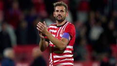 GIRONA, SPAIN - MARCH 13: Cristhian Stuani of Girona FC acknowledges the audience after the LaLiga Santander match between Girona FC and Atletico de Madrid at Montilivi Stadium on March 13, 2023 in Girona, Spain. (Photo by Alex Caparros/Getty Images)
