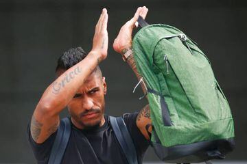Brazil's midfielder Paulinho leaves his team's hotel in Kazan on July 7, 2018, a day after the five-time champions crashed out of the Russia 2018 World Cup.