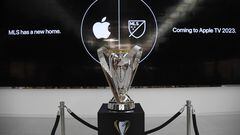 LOS ANGELES, CA - NOVEMBER 03: The MLS Cup trophy is displayed at the Apple retail store at The Grove on November 3