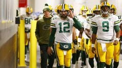 FOXBOROUGH, MA - NOVEMBER 04: Aaron Rodgers #12 of the Green Bay Packers walks through the tunnel before the game against the New England Patriots at Gillette Stadium on November 4, 2018 in Foxborough, Massachusetts.   Adam Glanzman/Getty Images/AFP == F