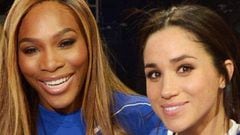 Serena Williams y Meghan Markle el d&iacute;a que se conocieron en un partido ben&eacute;fico de f&uacute;tbol americano en las que las pusieron juntas en el mismo equipo en el 2014.