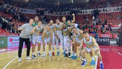 Celebración del Bilbao Basket tras la victoria