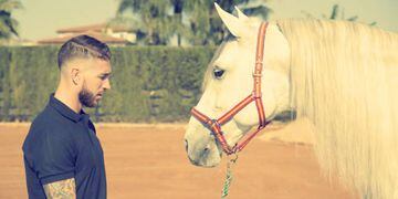 Sergio Ramos (L) with a horse (R)