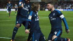 Madrid celebrate Modric&#039;s goal.