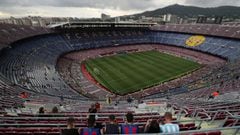 El Camp Nou, en la previa del duelo entre Barcelona y PSV.