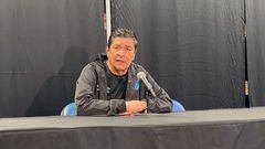 Luis Fernando Tena durante la rueda de prensa previa al partido entre la Selección Colombia y Guatemala en New Jersey.