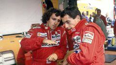 Alain Prost y Ayrton Senna durante sus a&ntilde;os como compa&ntilde;eros de la escuder&iacute;a McLaren (1988-1989) de F&oacute;rmula 1.