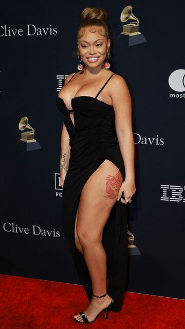 Latto ,  rapera, cantante y compositora estadounidense, durante la alfombra roja de la pre gala de los Premios Grammy. 