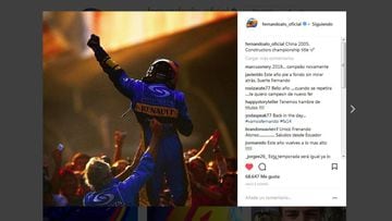 Alonso y Renault en Instagram.
