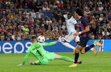 Mané slips in Bayern's first goal in the 0-3 drubbing at Camp Nou 