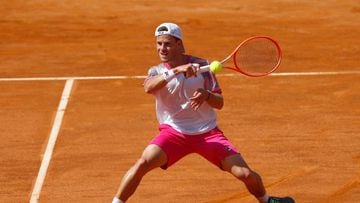 ROME, ITALY - MAY 10: Diego Schwartzman of Argentina in action at the match against Milomir Kecmanovic of Serbia during the Internazionali BNL D'Italia 2022 match between Diego Schwartzman and Miomir Kecmanovic at Foro Italico on May 10, 2022 in Rome, Italy. (Photo by Matteo Ciambelli/vi/DeFodi Images via Getty Images)