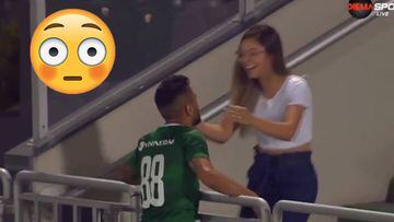 Player celebrating goal with girlfriend misses it being disallowed...