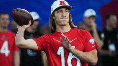 Jacksonville Jaguars quarterback Trevor Lawrence (16) throws the ball during the Pro Bowl Skills competition.