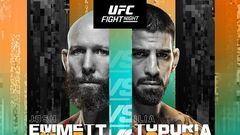 Cartel de la pelea estelar entre Josh Emmett e Ilia Topuria en el UFC Fight Night Jacksonville.
