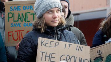 FILE PHOTO: Climate activist Greta Thunberg takes part in a protest on the last day of the World Economic Forum (WEF) in Davos, Switzerland January 20, 2023. REUTERS/Arnd Wiegmann/File Photo