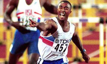 Colin Jackson a flamboyant character off the track -- he once turned up at a promotional event for the world championships in Sevilla dressed in a striking pink matador's outfit -- enjoyed his greatest moment in the 110 metres hurdles at the 1993 world ch