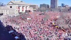 Video has come to light of the terrifying shooting at the Kansas City Chiefs Super Bowl parade showing the moment the shots fired from above the crowd.