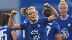 LONDON, ENGLAND - NOVEMBER 20: Erin Cuthbert of Chelsea celebrates after scoring her team's second goal during the FA Women's Super League match between Chelsea and Tottenham Hotspur at Stamford Bridge on November 20, 2022 in London, England. (Photo by Harriet Lander - Chelsea FC/Chelsea FC via Getty Images )