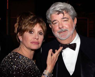 Carrie Fisher y George Lucas en una foto de 2005