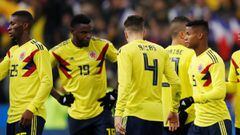 Jugadores de la Selecci&oacute;n Colombia despu&eacute;s del partido ante Francia