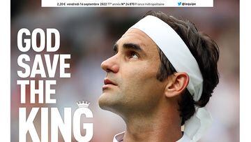 Portada de L'Équipe del 16 de septiembre de 2022 dedicada al anuncio de la retirada de Roger Federer.