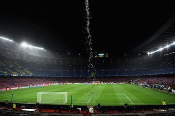 Impresionante tromba de agua antes del Barcelona-Olympiacos