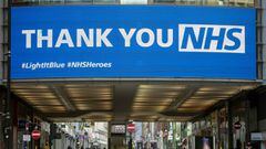 MANCHESTER, ENGLAND - MARCH 30: A sign thanking the NHS is displayed on the Arndale in central Manchester on March 30, 2020 in Manchester, United Kingdom. The Coronavirus (COVID-19) pandemic has spread to many countries across the world, claiming over 30,