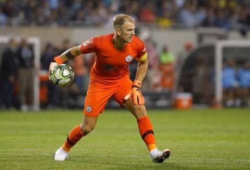Joe Hart in action in yesterday's International Champions Cup game against Borussia Dortmund in Chicago.