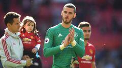 MANCHESTER, ENGLAND - MAY 12:  United goalkeeper David De Gea reacts after the Premier League match between Manchester United and Cardiff City at Old Trafford on May 12, 2019 in Manchester, United Kingdom. (Photo by Stu Forster/Getty Images)