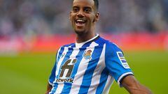 (FILES) In this file photo taken on December 18, 2021 Real Sociedad's Swedish forward Alexander Isak celebrates scoring his team's first goal during the Spanish league football match between Real Sociedad and Villarreal CF at the Anoeta stadium in San Sebastian. - Newcastle smashed their transfer record on Friday, August 26, with a reported �58 million ($68 million) swoop for Real Sociedad's Sweden striker Alexander Isak. (Photo by ANDER GILLENEA / AFP)