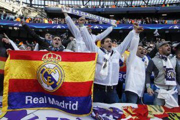Madrid fans get behind their side at the Etihad.