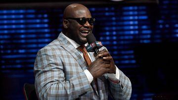 LAS VEGAS, NV - JANUARY 05: NBA analyst Shaquille O&#039;Neal laughs during a live telecast of &quot;NBA on TNT&quot; at CES 2017 at the Sands Expo and Convention Center on January 5, 2017 in Las Vegas, Nevada. CES, the world&#039;s largest annual consumer technology trade show, runs through January 8 and features 3,800 exhibitors showing off their latest products and services to more than 165,000 attendees.   Ethan Miller/Getty Images/AFP == FOR NEWSPAPERS, INTERNET, TELCOS &amp; TELEVISION USE ONLY ==