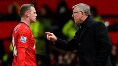 Wayne Rooney y Alex Ferguson.