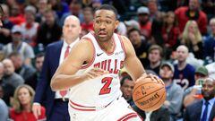 Jabari Parker #2 of the Chicago Bulls dribbles the ball against the Indiana Pacers at Bankers Life Fieldhouse on December 4, 2018 in Indianapolis, Indiana.