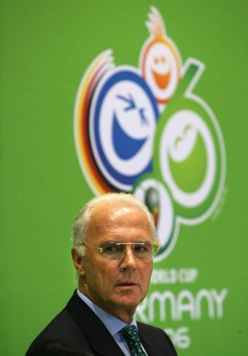 (FILES) This file photo taken on June 6, 2006 shows then head of the World Cup Organising Committee German football legend Franz Beckenbauer during the inauguration of the World Cup International Broadcasting Centre in Munich, southern Germany.  Franz Bec