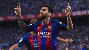 Messi celebra uno de sus goles al Alav&eacute;s.