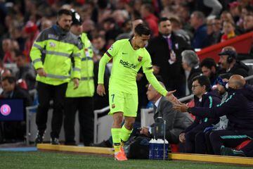Fallen hero | Philippe Coutinho is substituted during the UEFA Champions League Semi Final second leg match between Liverpool and Barcelona.