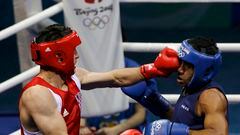Imagen de un combate de boxeo durante los Juegos Olímpicos de Pekín 2008.