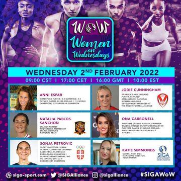 SIGA’s Women on Wednesdays Show is kicking off its 8th episode with 7 incredible women sharing their views and experiences on life with and after sports.