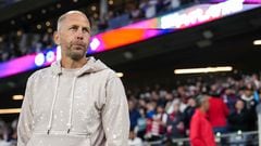 ST PAUL, MINNESOTA - SEPTEMBER 12: Head coach Gregg Berhalter looks on prior to the match against Oman at Allianz Field on September 12, 2023 in St Paul, Minnesota.   Brace Hemmelgarn/Getty Images/AFP (Photo by Brace Hemmelgarn / GETTY IMAGES NORTH AMERICA / Getty Images via AFP)