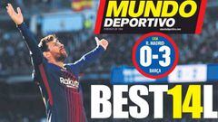 La exhibición del Barça en Madrid, en todas las portadas