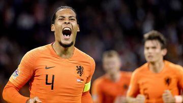 63284970. Amsterdam (Netherlands), 13/10/2018.- Virgil van Dijk of the Dutch national team celebrates after he scored 1-0 during the UEFA Nations League, league A, group 1, soccer match between the Netherlands and Germany at Johan Cruijff ArenA in Amsterd