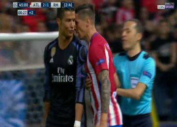 Cristiano and Torres have a frank exchange of views over the Real Madrid forward's celebration.