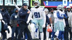 Dec 19, 2021; East Rutherford, New Jersey, USA; Dallas Cowboys defensive tackle Carlos Watkins (91) celebrates after a defensive play against the New York Giants during the second half at MetLife Stadium. Mandatory Credit: Vincent Carchietta-USA TODAY Spo