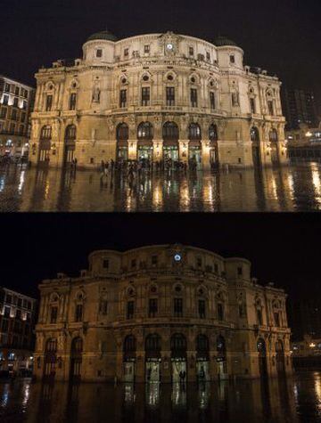 El Teatro Arriaga de Bilbao antes y durante la Hora del Planeta