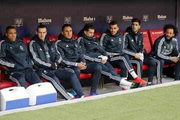 The Madrid bench: Marcelo, Asensio, Ceballos, Nacho, Keylor, Gareth Bale and Mariano.